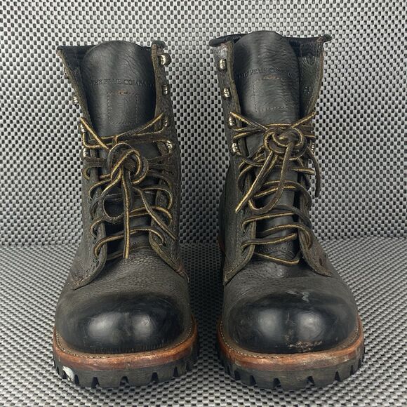 Vintage Frye Logger Combat Boot Mens Size 9 Black Leather Lace Up Made In USA - Picture 3 of 16